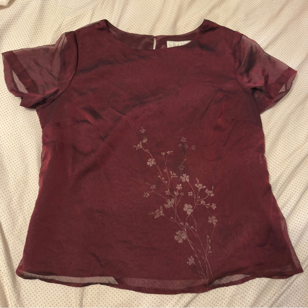 Norton McNaughton Deep Burgundy Satin Top